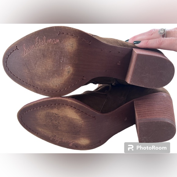 Sam Edelman Moss Green Leather Suede Millard Boho Ankle Booties Size 8.5 - Picture 8 of 10